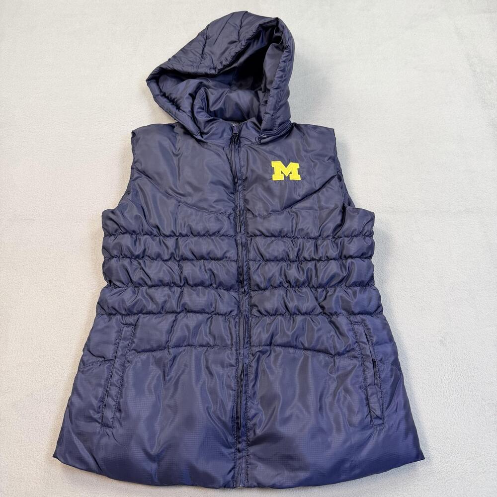 Michigan Wolverines Jacket Womens Small Blue NCAA Football Colosseum Vest
